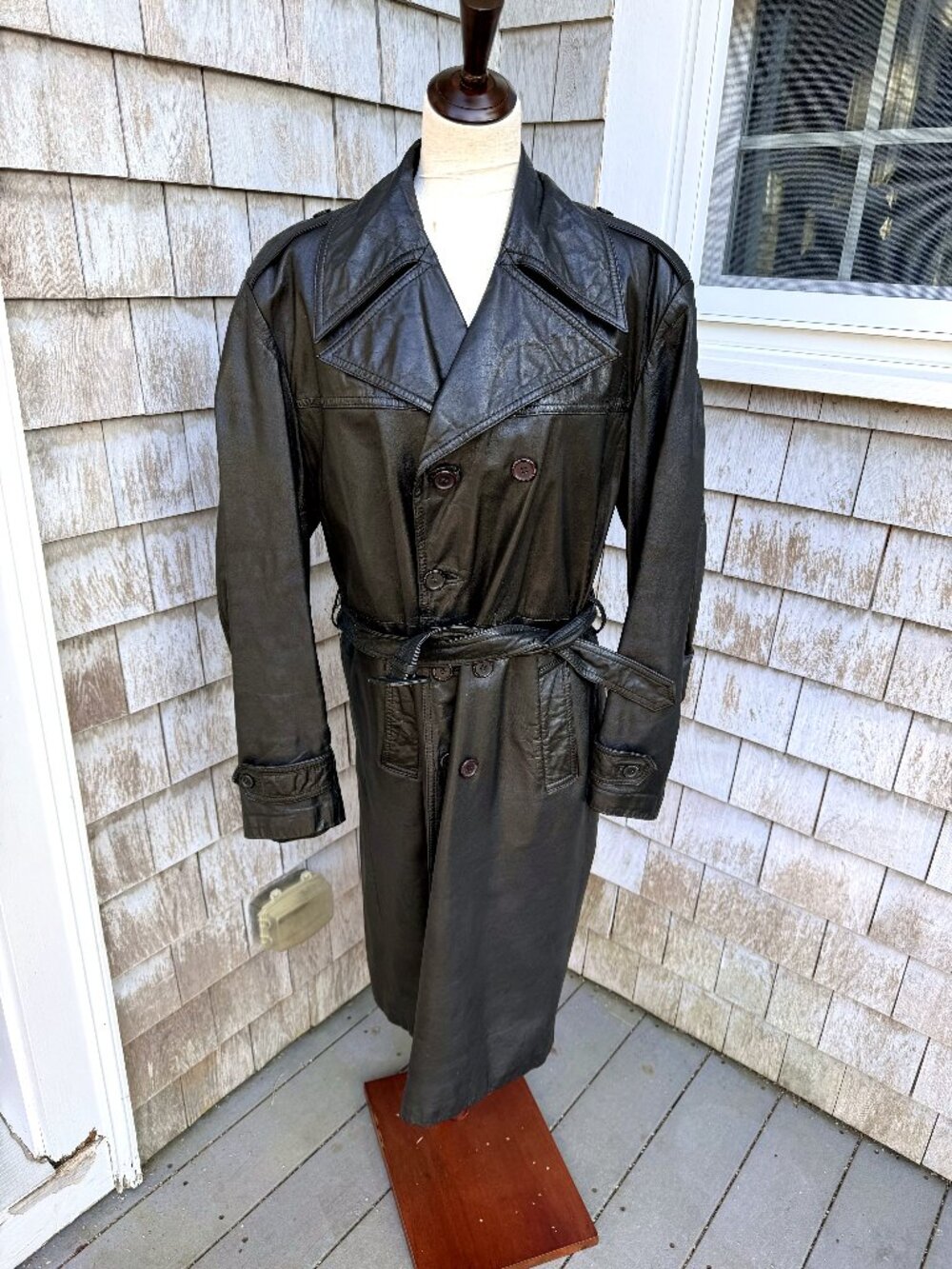 Petreto Genuine Leather Trench Coat — Belgian-Made, Size 56